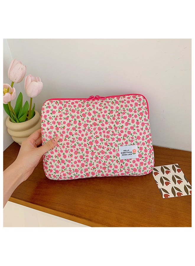 Laptop Bag Female 11 Inch 13 Inch 15 Inch Liner Bag High Color Value Ipad Storage Bag Tablet Student-Color:Green Flower-Dimensions:15 Inch - Image 3